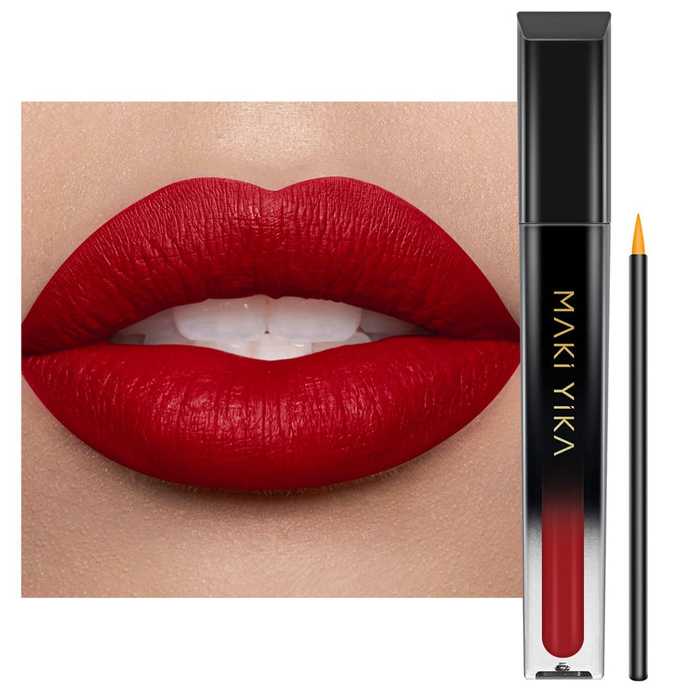 MAKI YIKA front packaging showing bold red shade and brand clarity