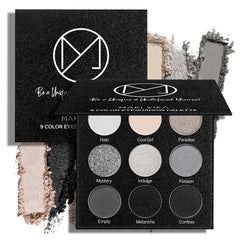 MAKI YIKA palette front open showing nine black and grey shades benefit easy selection