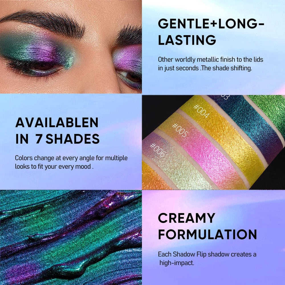 MAKI YIKA single-lid application highlighting chameleon teal sparkle for dramatic eyes