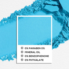 MAKI YIKA swatch of blue matte eyeshadow on forearm showing vibrant payoff