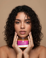 MAKOF BEAUTY before and after curl definition showing frizz reduction benefit