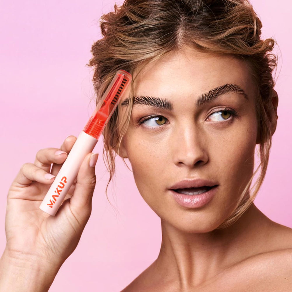Makup Beauty Brow Me wand and clear gel texture close-up, precise application benefit