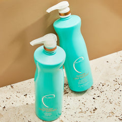 Malibu C conditioner cream texture demonstrating rich hydration and detangling properties