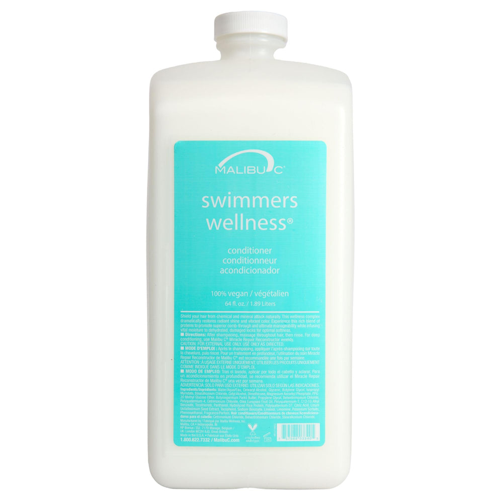 Malibu C front bottle showing label and 64oz size for swimmers benefit