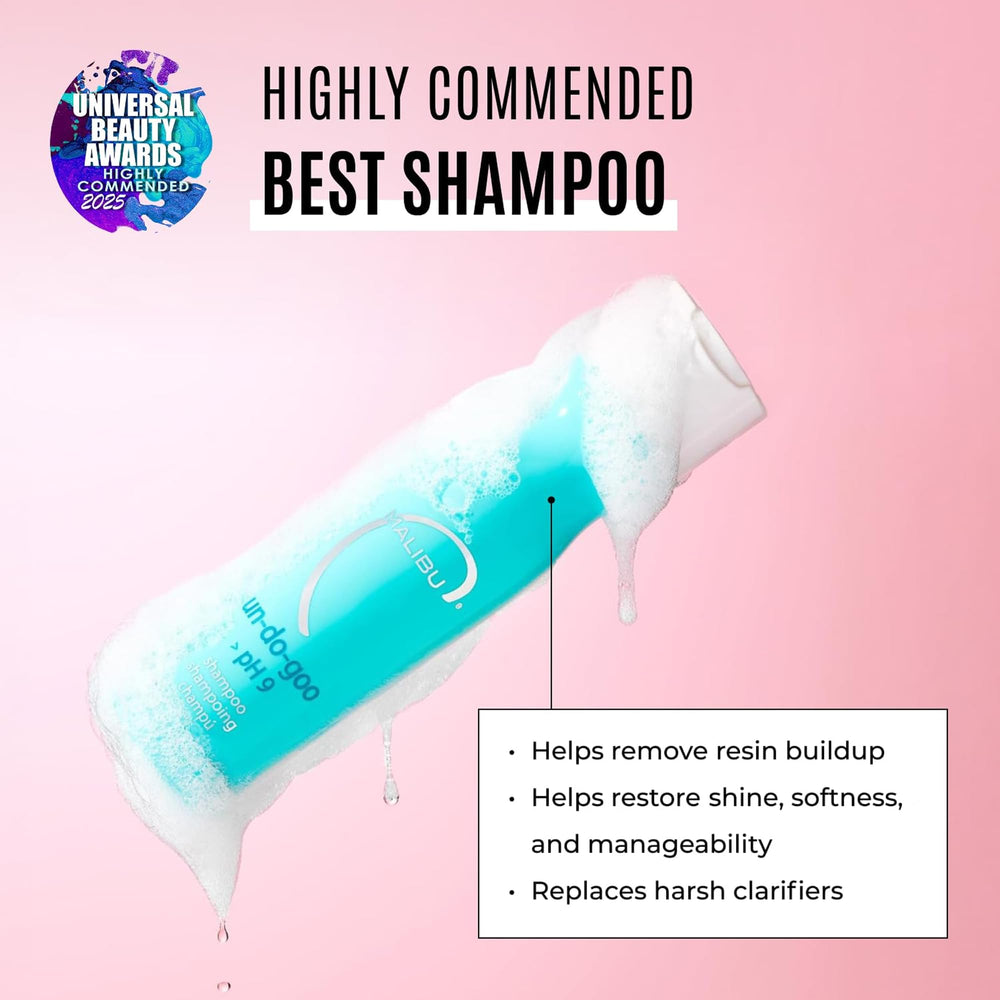 Malibu C shampoo texture pouring to show lightweight clarifying formula