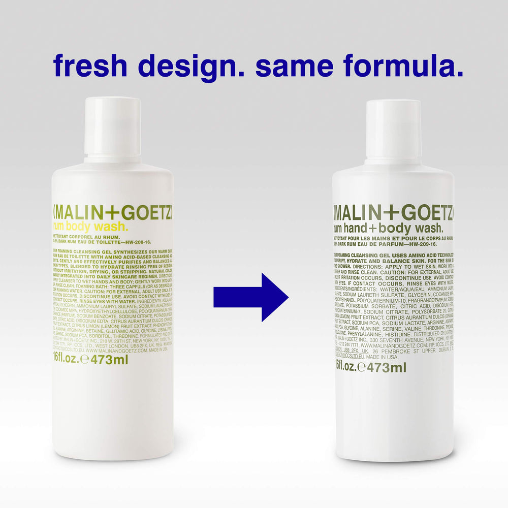 MALIN+GOETZ bottle on shower ledge conveying everyday luxury and convenience