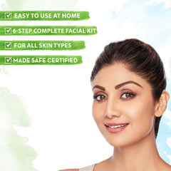 Mamaearth facial kit application showing product in hand for easy use