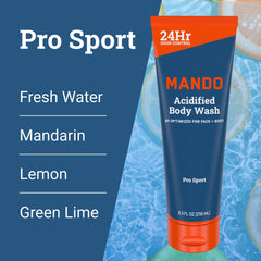 Mando bottle beside ruler to show 8.5 ounce size for scale clarity