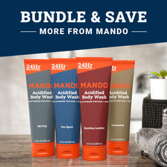 Mando on bathroom counter styled to convey premium grooming routine