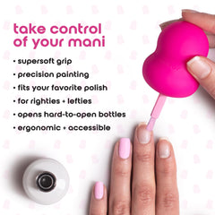 Hand using Mani Maker with right hand for steadier nail polish application