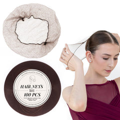 MaopaoBeauty front packaging showing 100 brown hair nets and tidy stack