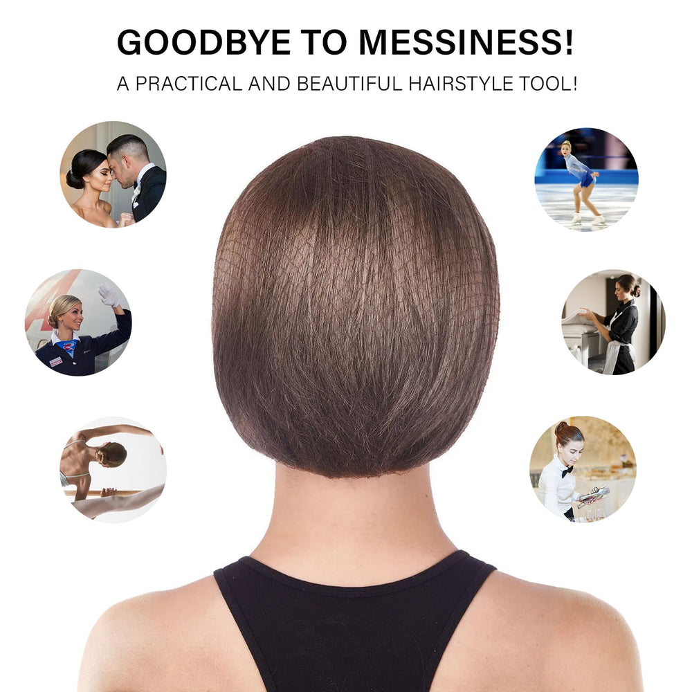 MaopaoBeauty hair net covering a donut bun for discreet secure styling