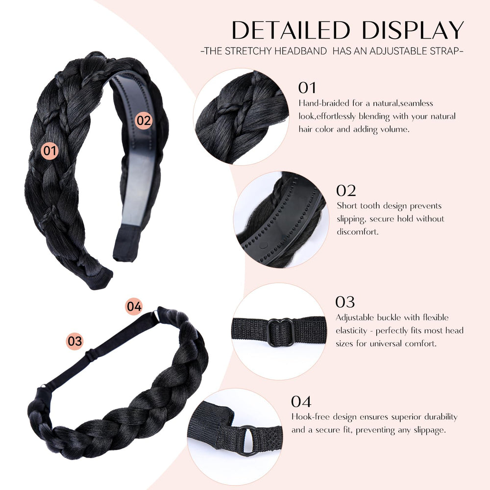 MaopaoBeauty stretch braid band closeup shows elastic fit and comfort