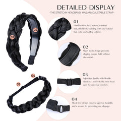MaopaoBeauty stretch braid band closeup shows elastic fit and comfort