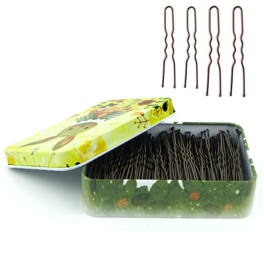 MAORULU front pack tin showing brown hair pins and organized storage benefit