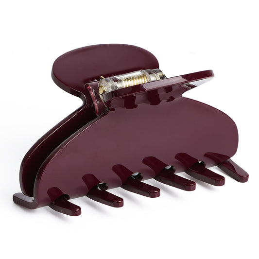 MAORULU front view of burgundy claw clip in gift-ready packaging, stylish and portable