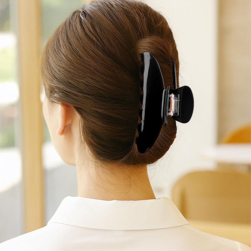 MAORULU clip securing a full bun showing strong grip for thick or long hair
