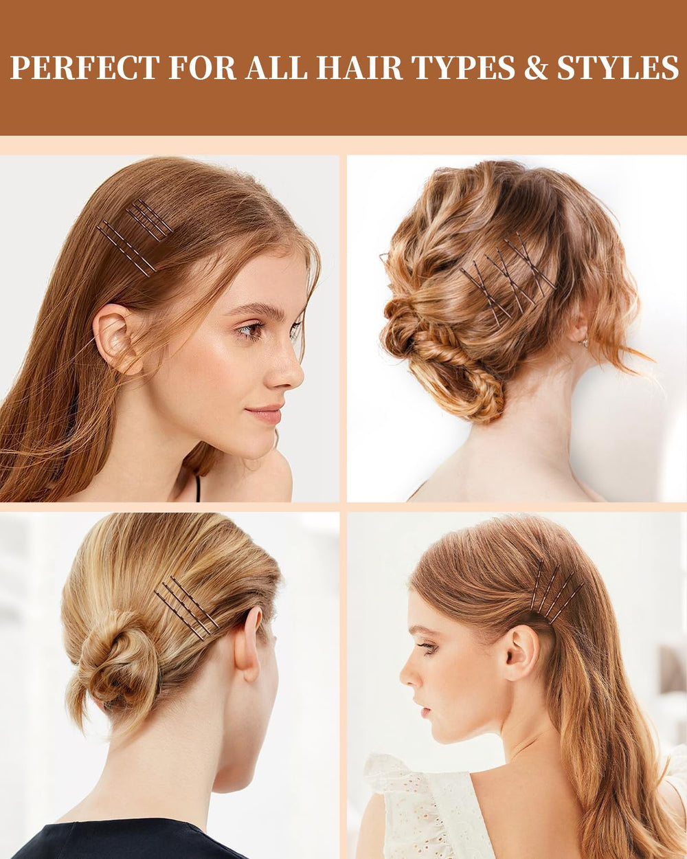 MAORULU bobby pins securing a neat bun for reliable all-day hold