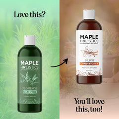 Maple Holistics 8 oz bottle next to common items showing true size advantage