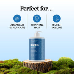 Maple Holistics close-up of tea tree and biotin depiction showing scalp soothing