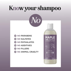 Maple Holistics label and ingredient list emphasizing sulfate-free benefit