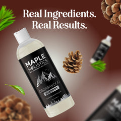 Maple Holistics shampoo in bathroom setting illustrating everyday use benefit