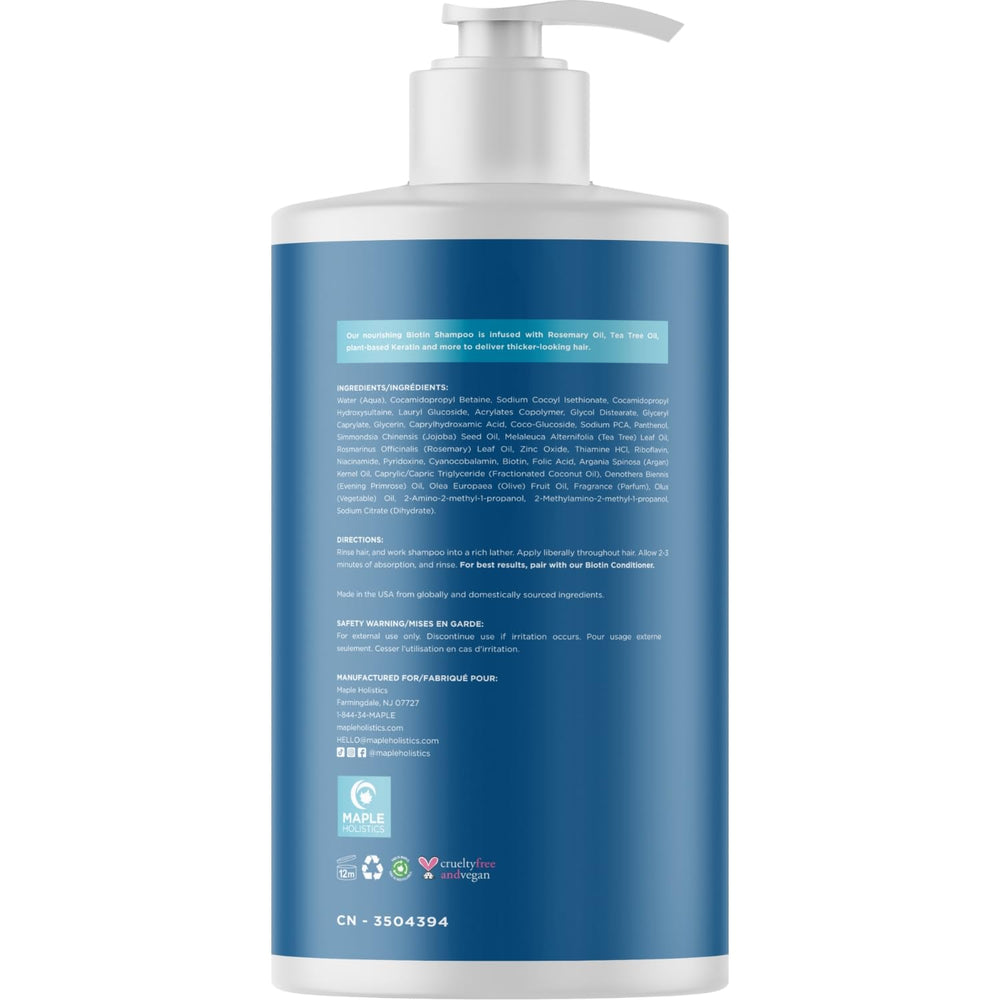 Maple Holistics label close-up highlighting clean ingredients and clarity