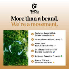 Maple Holistics label detail focusing on vegan, non-GMO and gluten-free benefits