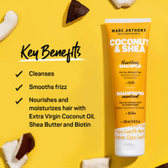 Marc Anthony coconut and shea ingredients close-up highlighting nourishment
