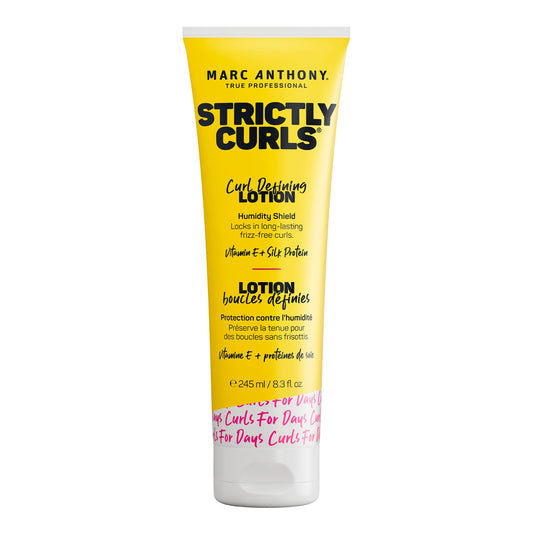 Marc Anthony front packaging showing Strictly Curls lotion and benefits