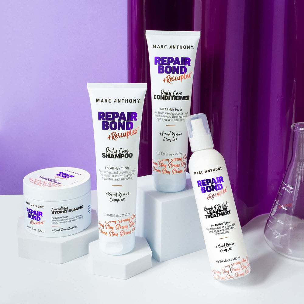 Marc Anthony shampoo poured into hand showing easy-dispense and rich foam benefit