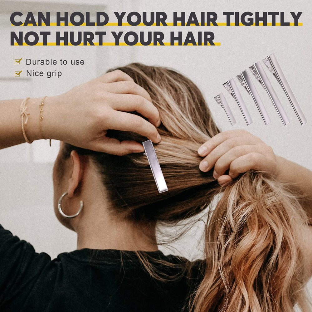 Mardatt clip holding hair while styling for dependable sectioning