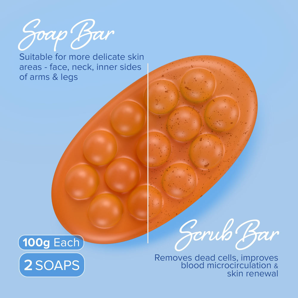 MAREE scrub bar close-up with apricot seeds for gentle exfoliation