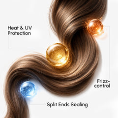MAREE before and after image showing reduced frizz and shinier hair