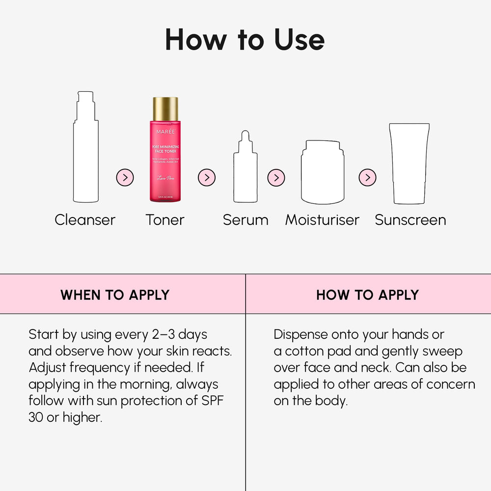 MAREE model applying toner in routine showing refreshed complexion benefit