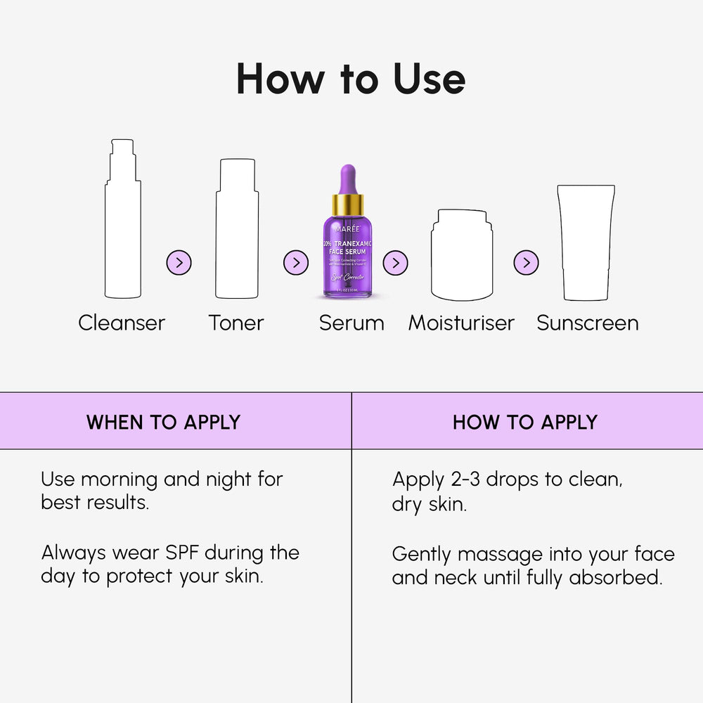 MAREE serum on bathroom shelf in lifestyle scene promoting daily use
