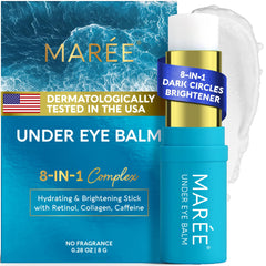 MAREE front packaging shows compact eye balm stick for easy travel and quick refresh