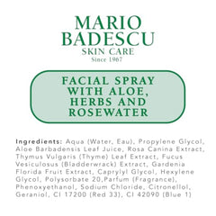 Mario Badescu botanical ingredients flatlay featuring aloe and herbs for natural nourishment benefit