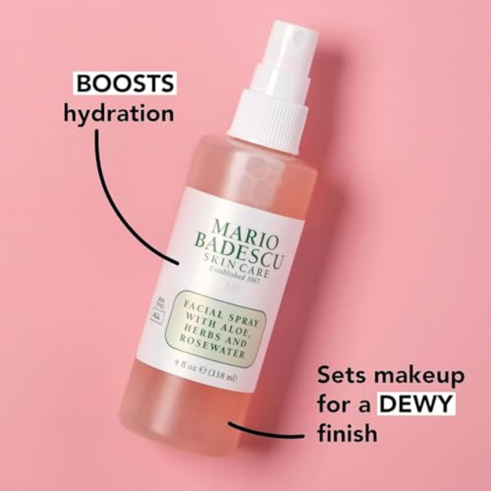 Mario Badescu fine mist spray dispersing evenly for instant hydration and cooling effect