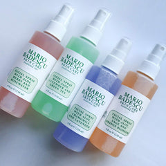 Mario Badescu lavender spray being used for calming, balancing mid-day refresh benefit