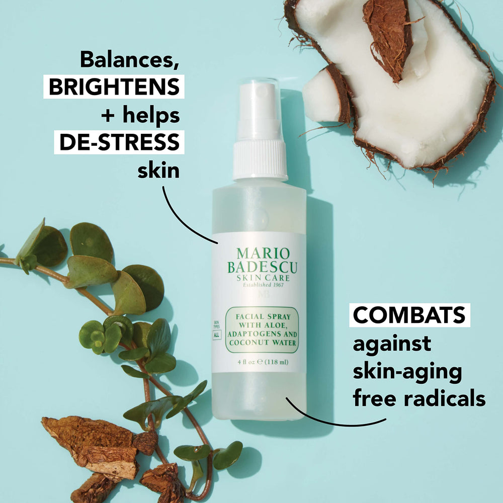 Mario Badescu mist over finished makeup creating a dewy glow