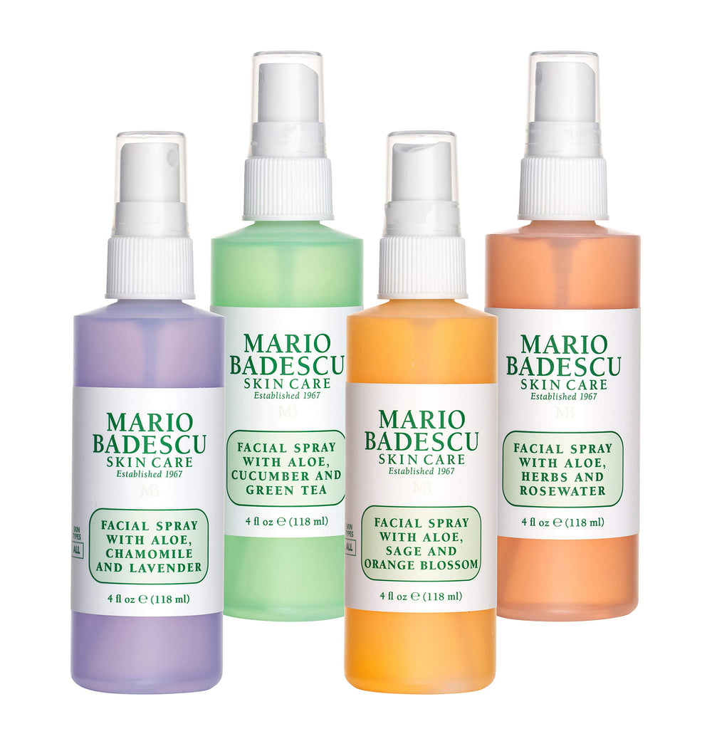 Mario Badescu 4 fl oz bottle in hand illustrating portable travel-ready hydration benefit