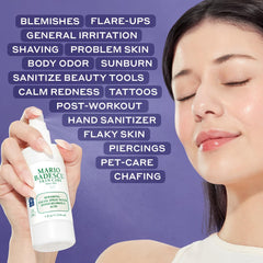 Mario Badescu bottle in hand showing compact 4 fl oz travel benefit