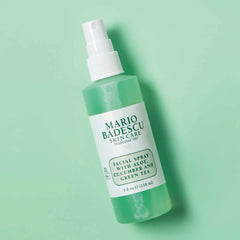 Mario Badescu spray in use on model face providing instant cooling boost