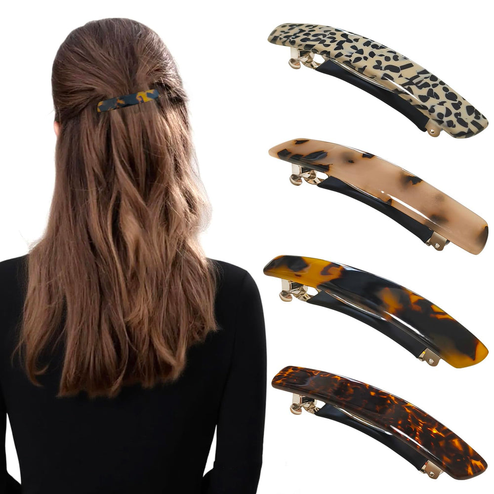 Markuii front view pack of four barrettes showing polished finish and compact size, adds tidy style