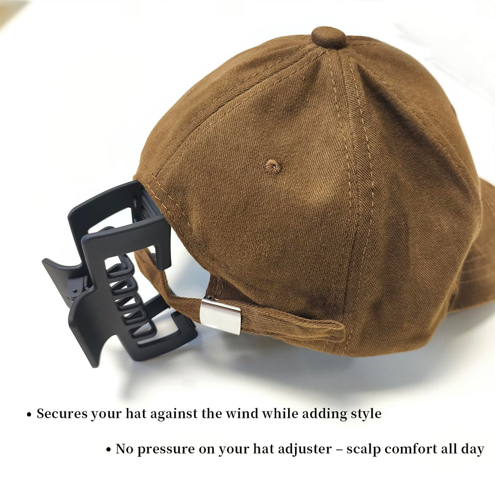 Markuii clip holding hair with a sunhat in a beach outfit