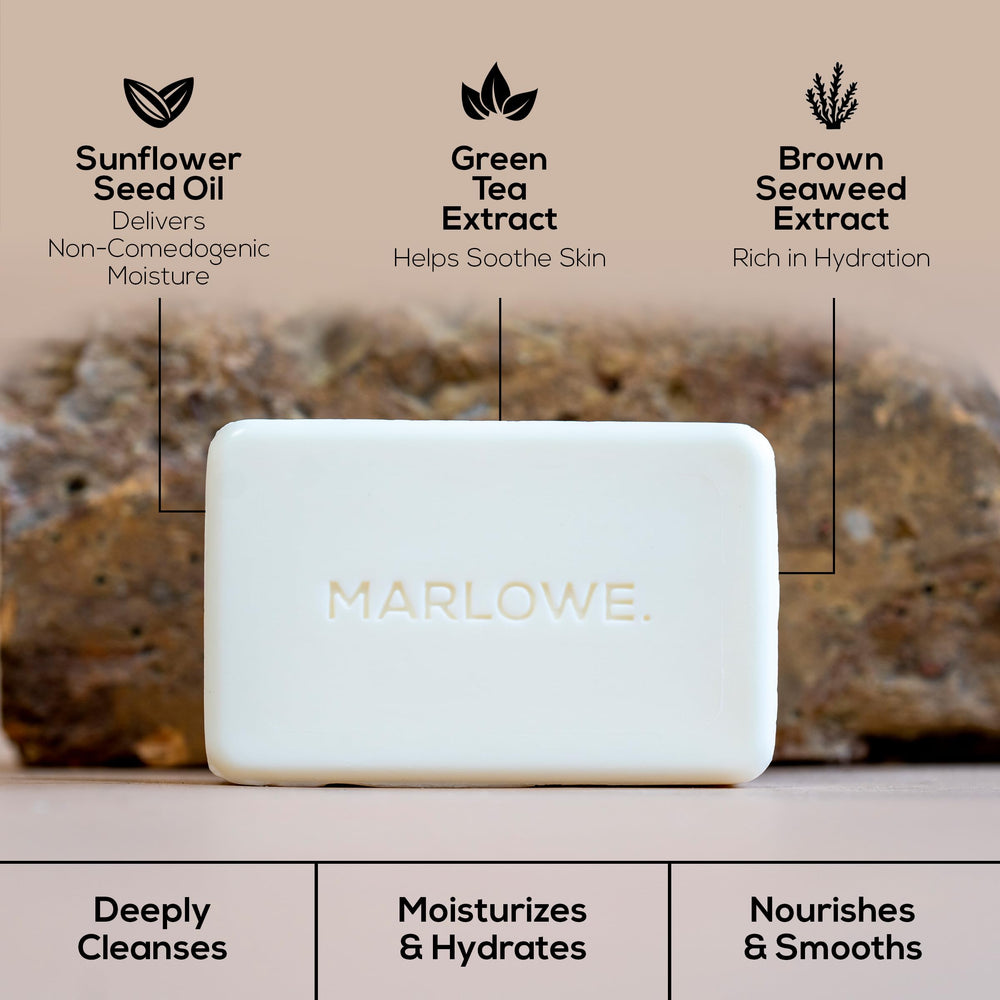 MARLOWE. bar on bathroom shelf lifestyle for everyday grooming benefit
