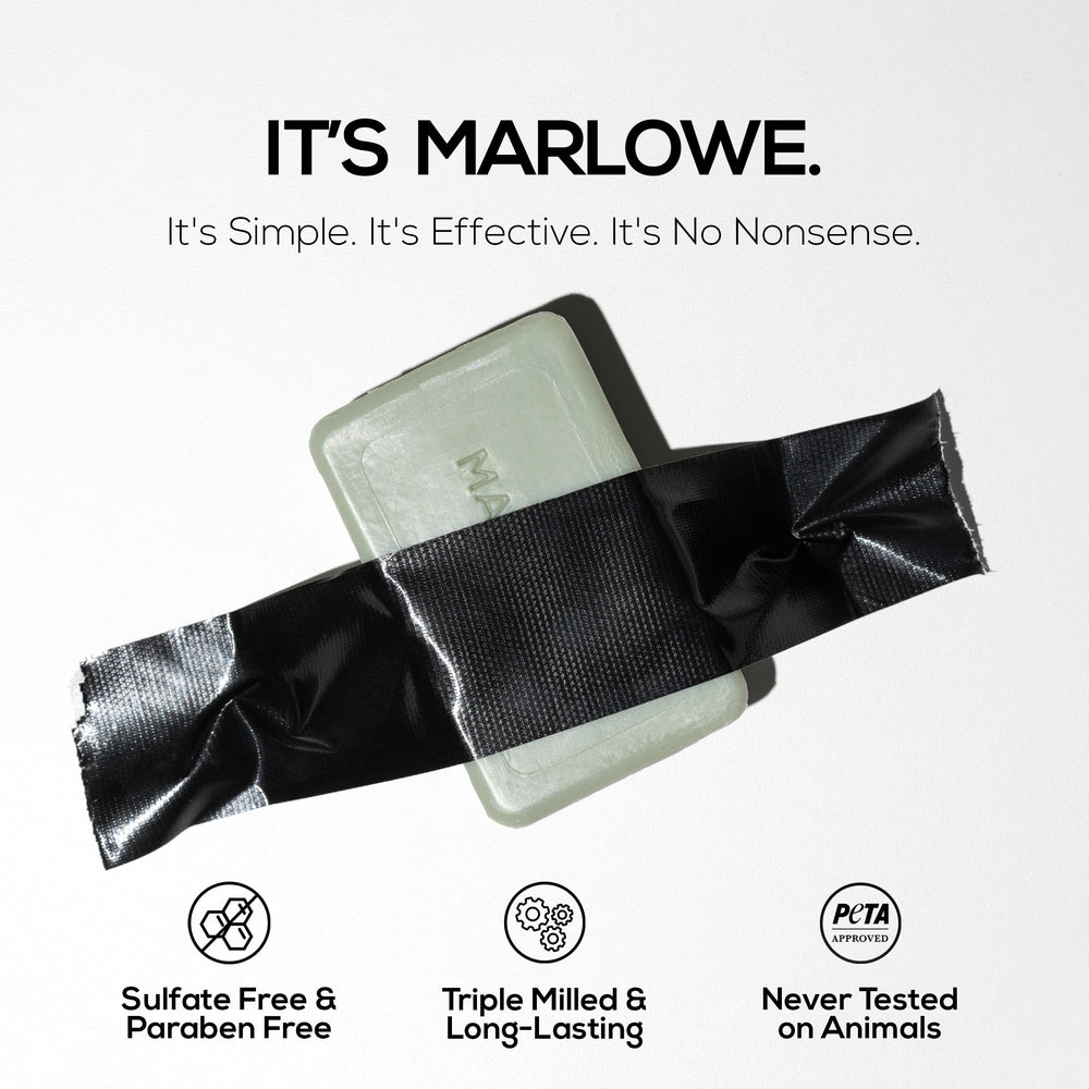 MARLOWE. rich lather in hand demonstrating effective cleansing and soft finish