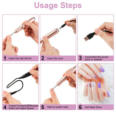 Marvelity drill in use shaping acrylic nails for precise results