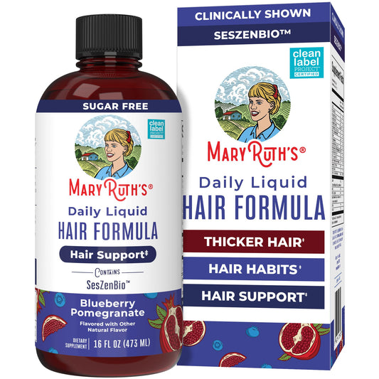 MARYRUTH'S front bottle view showing product and benefit for hair density